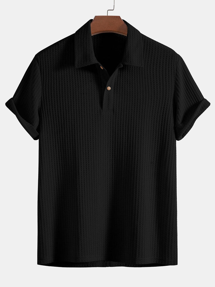 Kale | Men's Casual Knitted Waffle Polo Shirt
