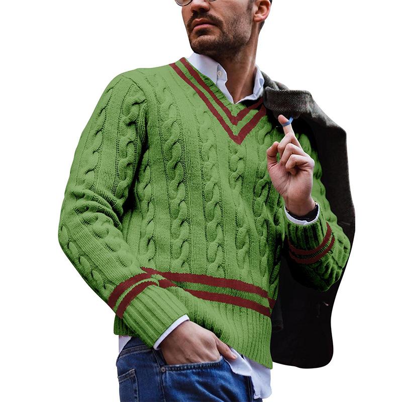 Pace | Men's Cable Knit V-Neck Long Sleeve Sweater