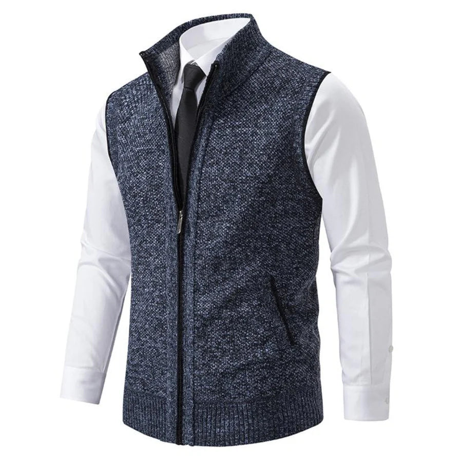 Benjie |Men's Ribbed Knit Gilet Vest with Zip Pockets