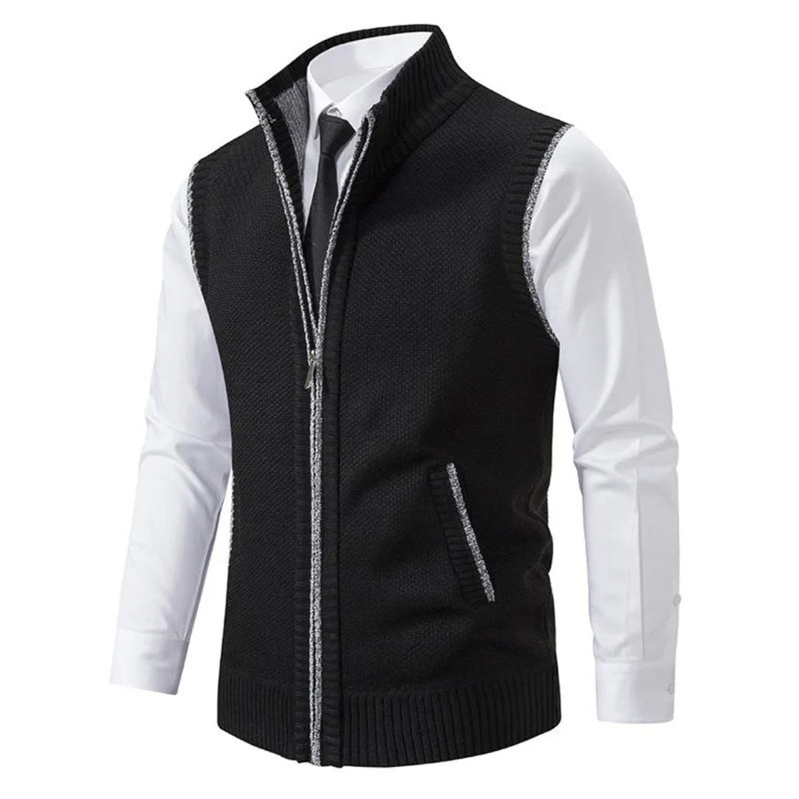 Benjie |Men's Ribbed Knit Gilet Vest with Zip Pockets