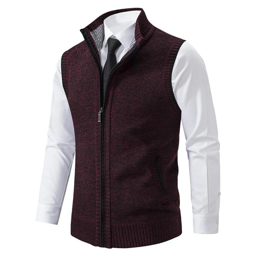 Benjie |Men's Ribbed Knit Gilet Vest with Zip Pockets