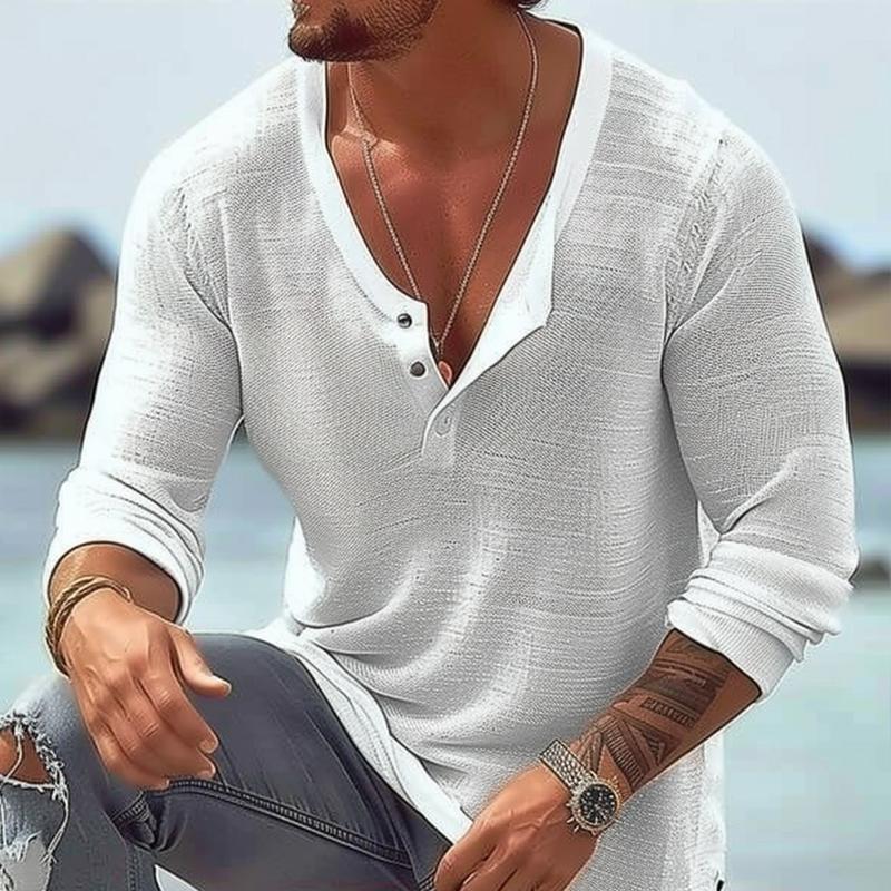 Ben | Men's Casual Long Sleeve U-neck Henley Tee