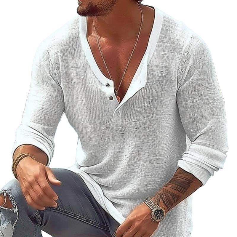 Ben | Men's Casual Long Sleeve U-neck Henley Tee
