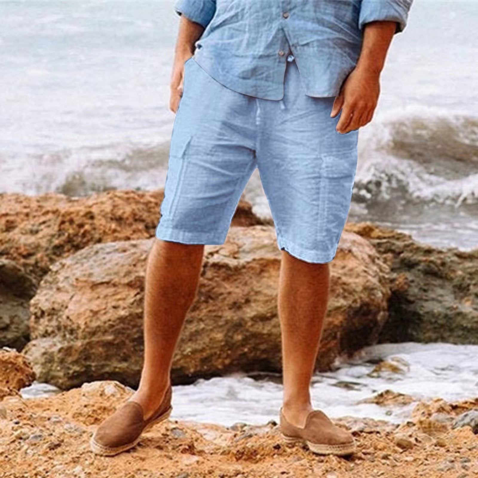 Stellan | Men's Linen Cargo Shorts