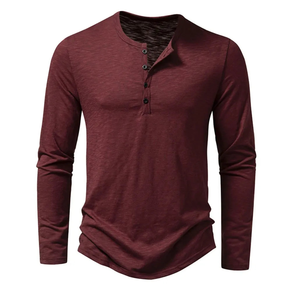 Gilmore | Men's Crew Neck Half-Button Henley Shirt