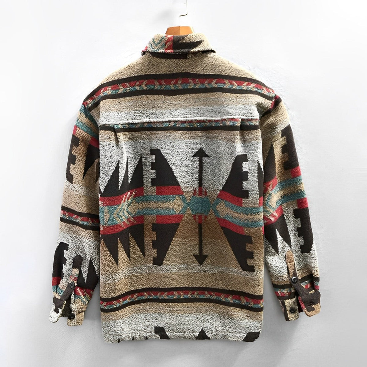 Kyle |  Men's Aztec Print Flannel Shacket with Flap Pockets