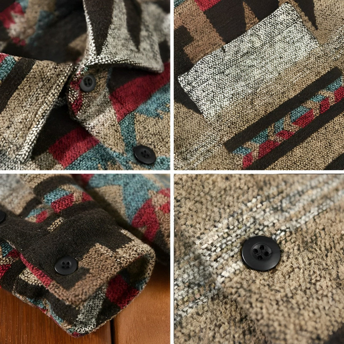 Kyle |  Men's Aztec Print Flannel Shacket with Flap Pockets
