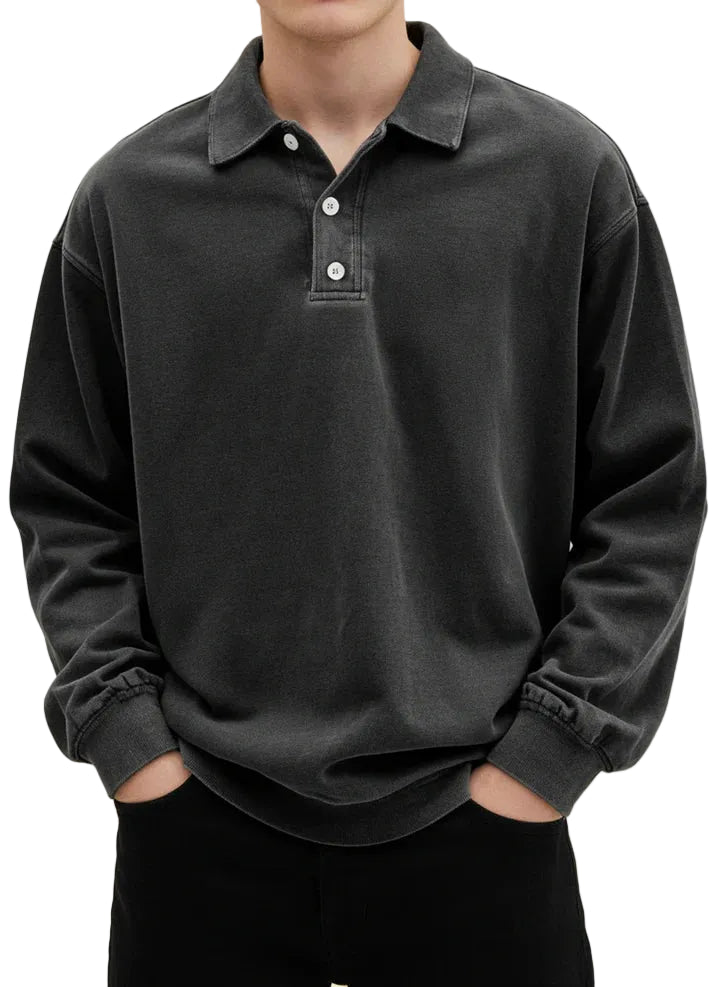 Michael | Vintage Style Long Sleeve Polo Shirt