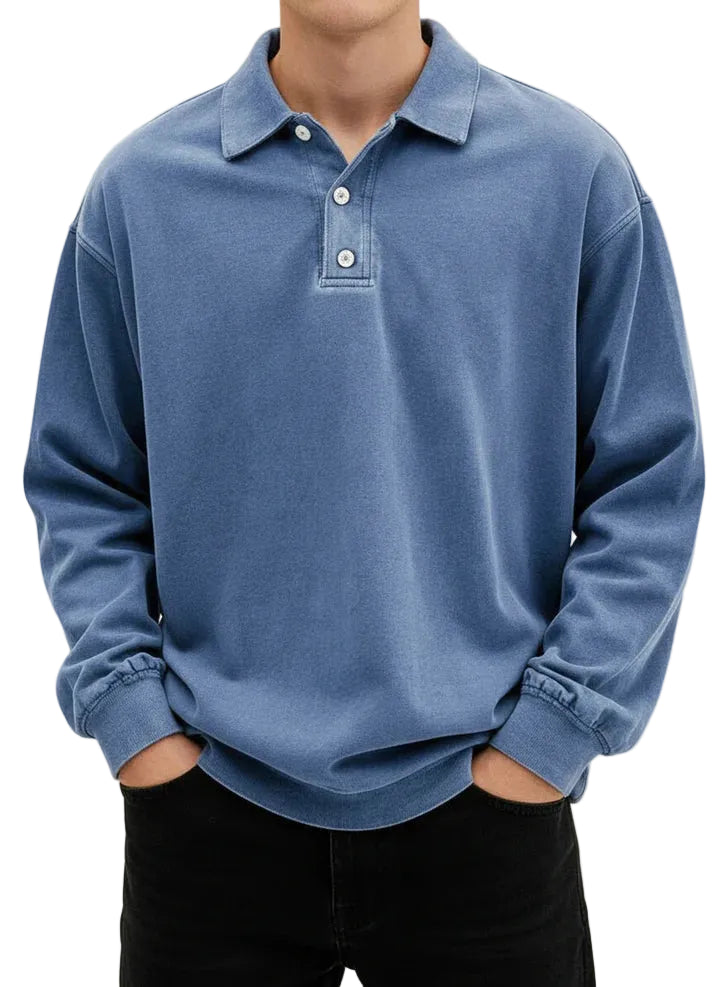 Michael | Vintage Style Long Sleeve Polo Shirt