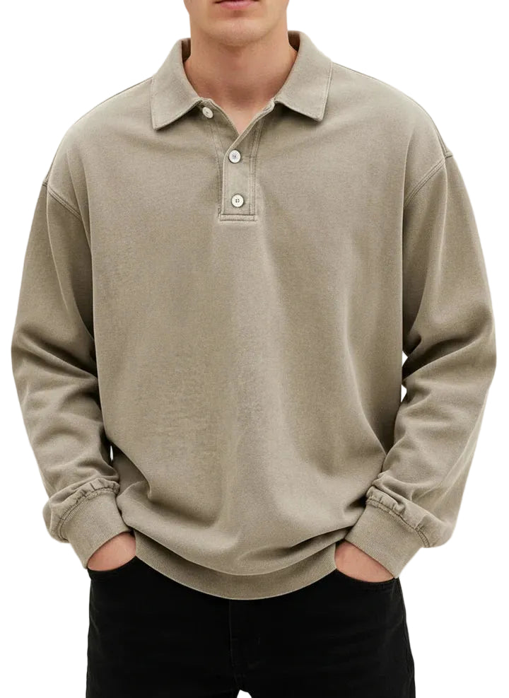 Michael | Vintage Style Long Sleeve Polo Shirt