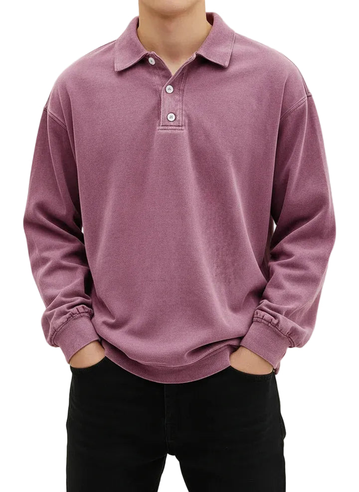 Michael | Vintage Style Long Sleeve Polo Shirt