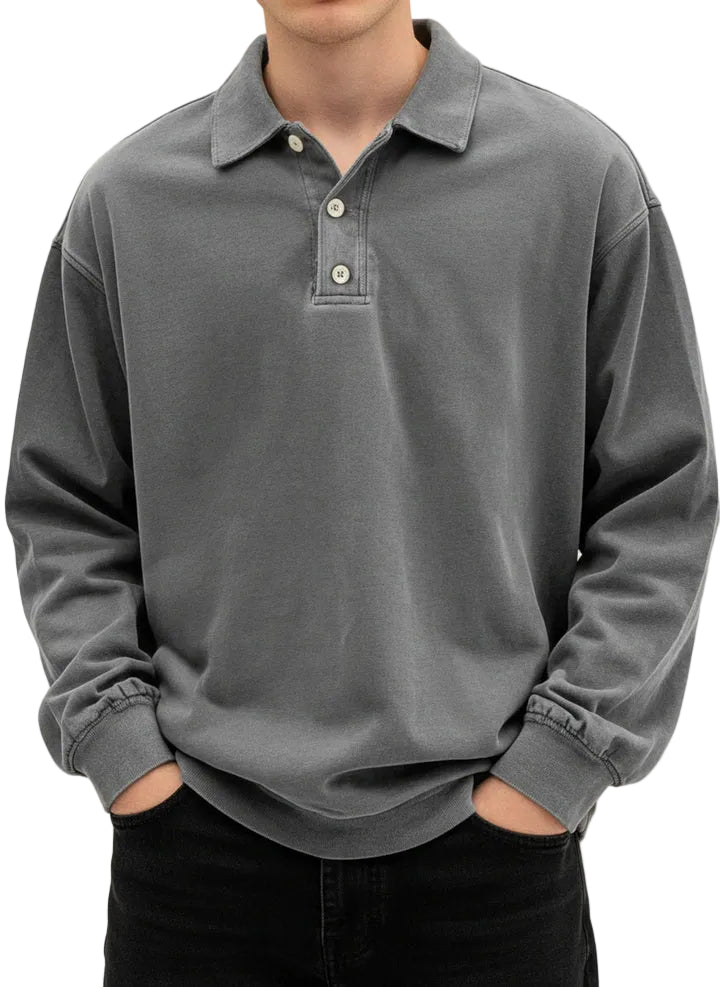Michael | Vintage Style Long Sleeve Polo Shirt