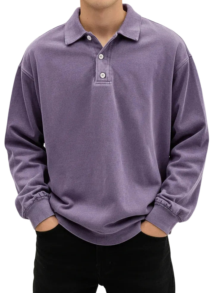Michael | Vintage Style Long Sleeve Polo Shirt