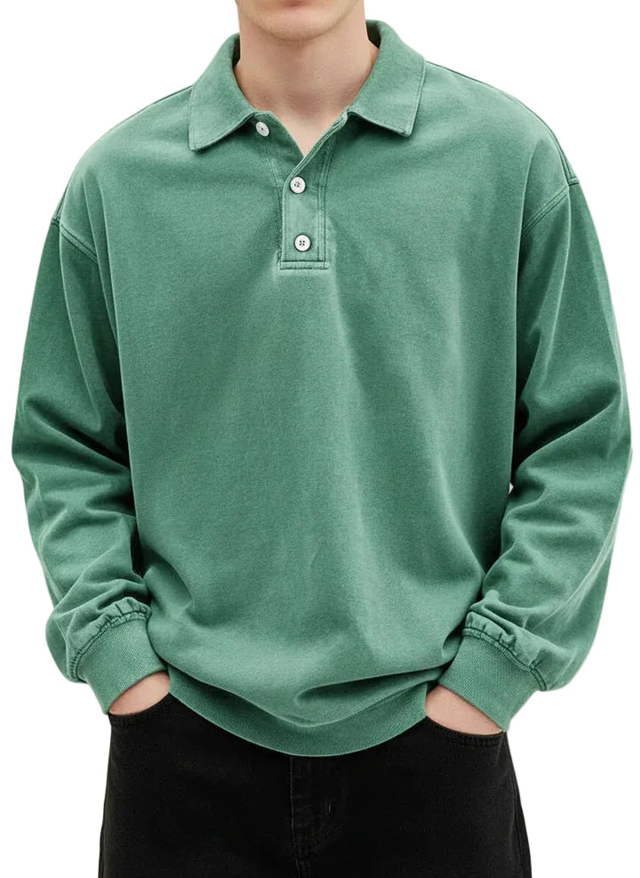 Michael | Vintage Style Long Sleeve Polo Shirt