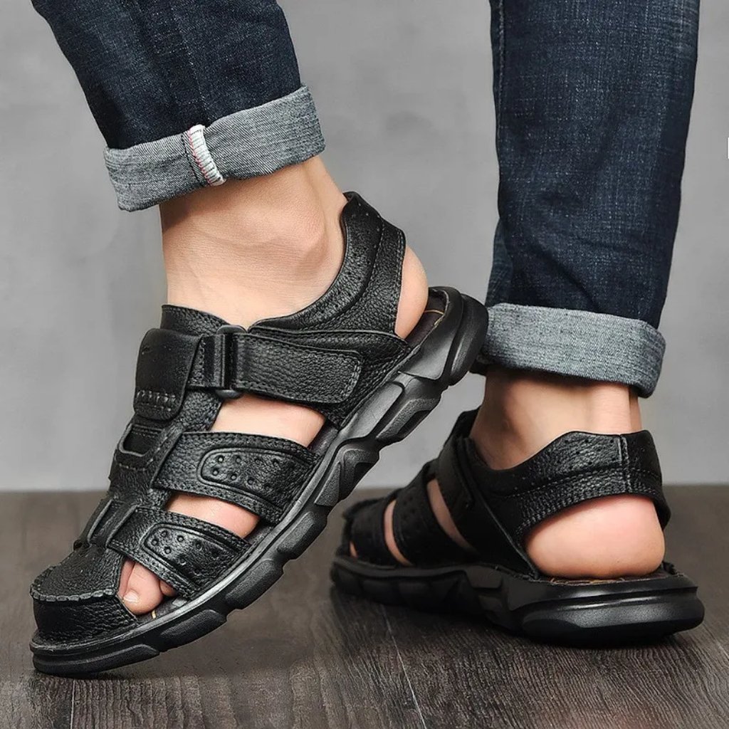 Greg | Men's Leather Strap Open Toe Sandals