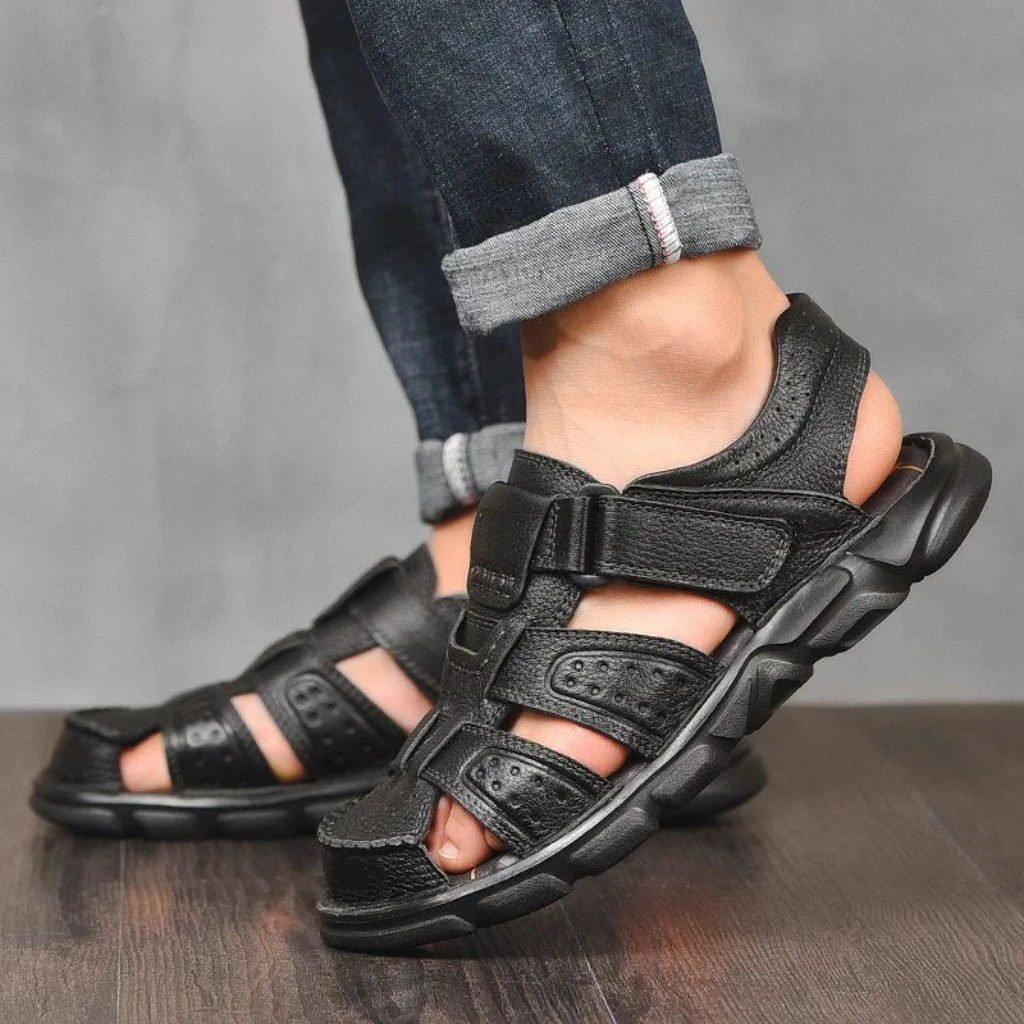 Greg | Men's Leather Strap Open Toe Sandals