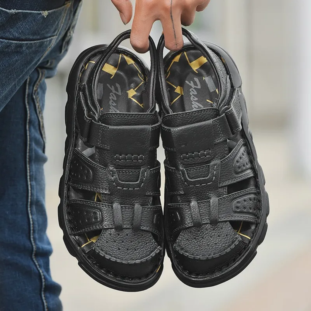 Greg | Men's Leather Strap Open Toe Sandals