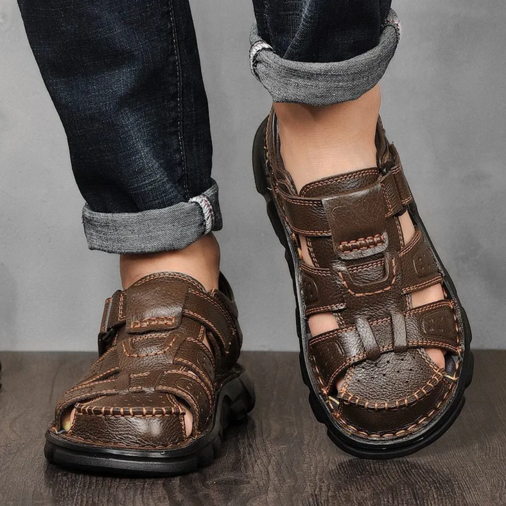 Greg | Men's Leather Strap Open Toe Sandals