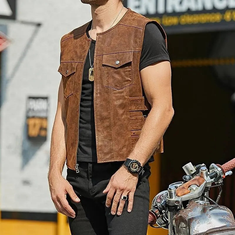 Fritz | Men's Biker Style Leather Vest