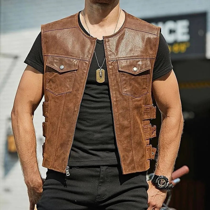 Fritz | Men's Biker Style Leather Vest