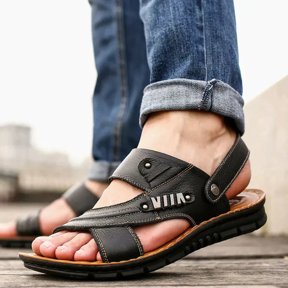 Zachary | Men's Orthopedic Open-Toe Leather Sandals