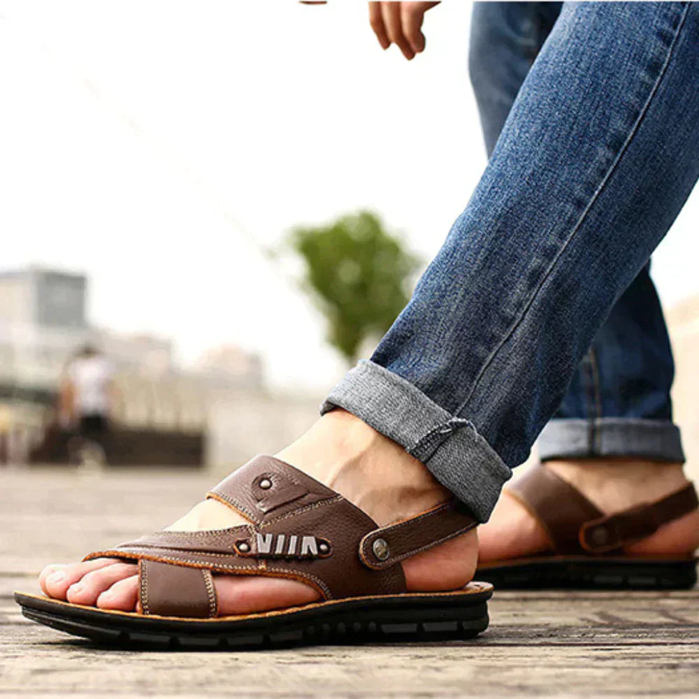 Zachary | Men's Orthopedic Open-Toe Leather Sandals