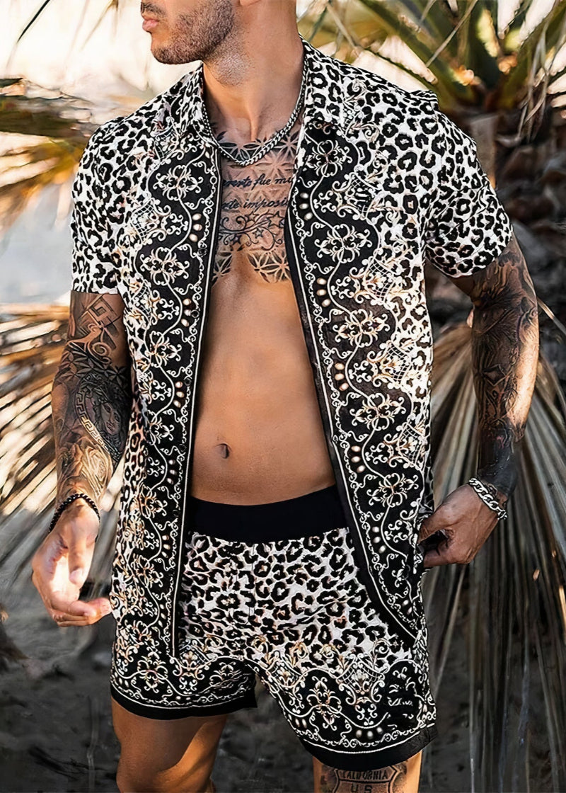 Geof | Men's All-Over Print Summer Shirt & Shorts Set