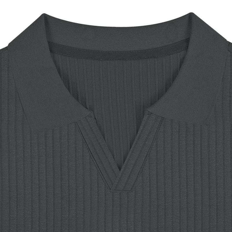 Clark |  Men's Striped Lapel Short Sleeve Slim Fit Polo Shirt