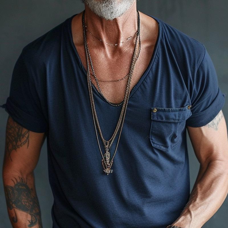 Orlando | Men's Casual V-Neck T-Shirt with Chest Pocket