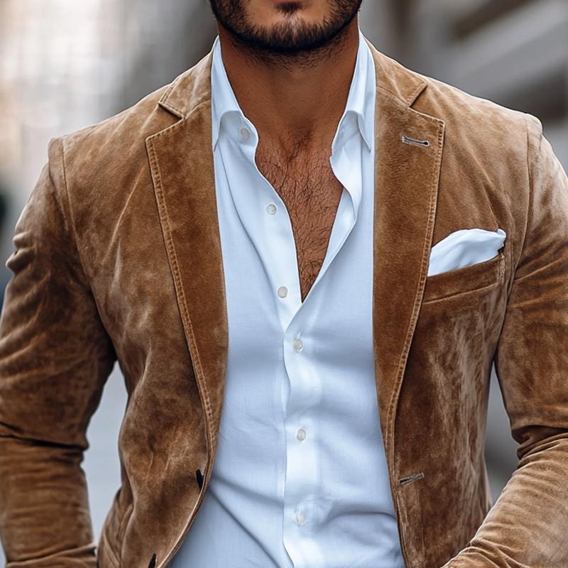 Noel | Men's Casual Notch Lapel Sued Blazer