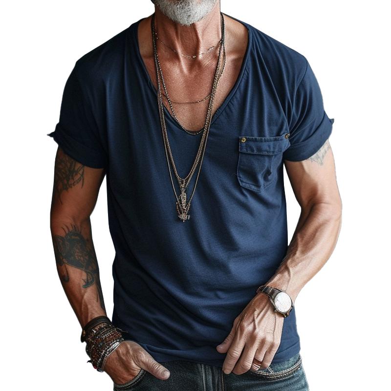 Orlando | Men's Casual V-Neck T-Shirt with Chest Pocket