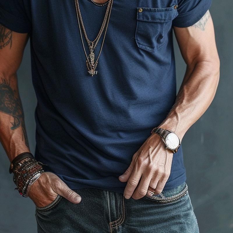 Orlando | Men's Casual V-Neck T-Shirt with Chest Pocket