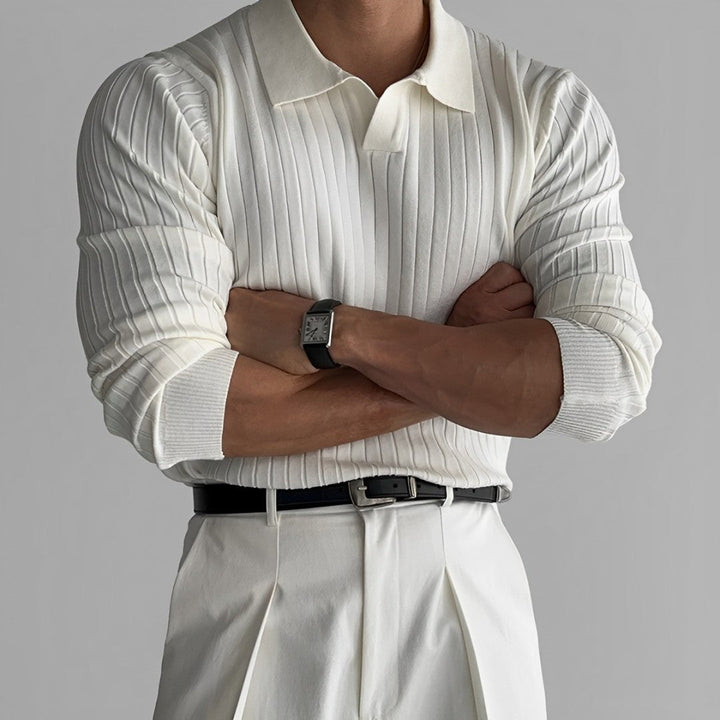 Neilson | Men's Ribbed Knit Long Sleeve Polo Shirt