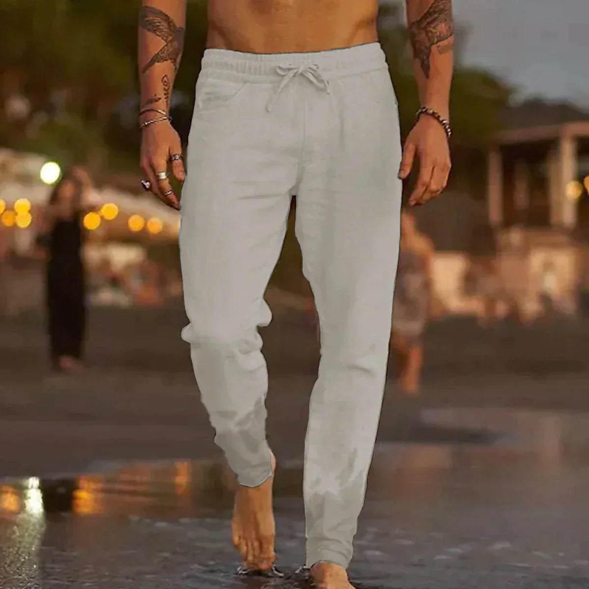Jaime | Men's Linen Drawstring Casual Trousers