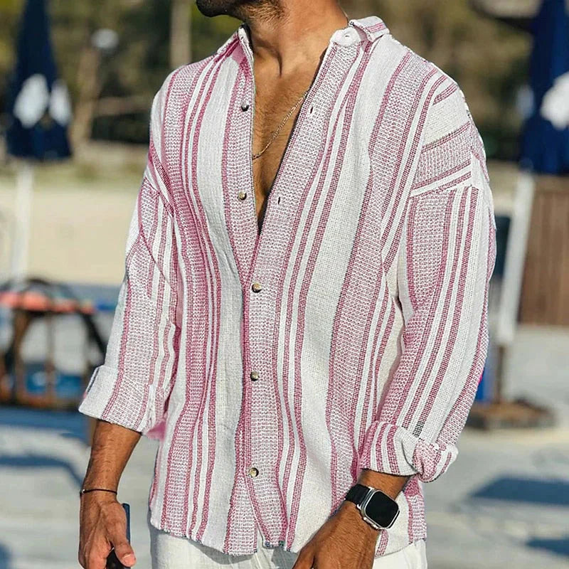 Allan | Men's Striped Casual Long Sleeve Shirt