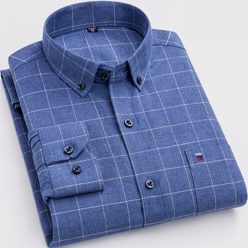 Adan | Men's Long Sleeve Plaid Button Down Shirt