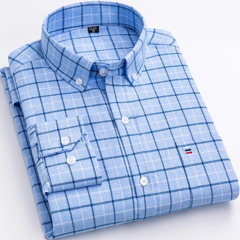 Adan | Men's Long Sleeve Plaid Button Down Shirt